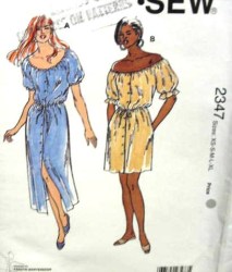 2347 WOW BUTTON ON-OFF SHOULDER DRESS LENGTHS PATTERN XS-XL